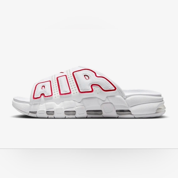 Nike Air More Uptempo Slide New University Red White - Picture 2 of 6